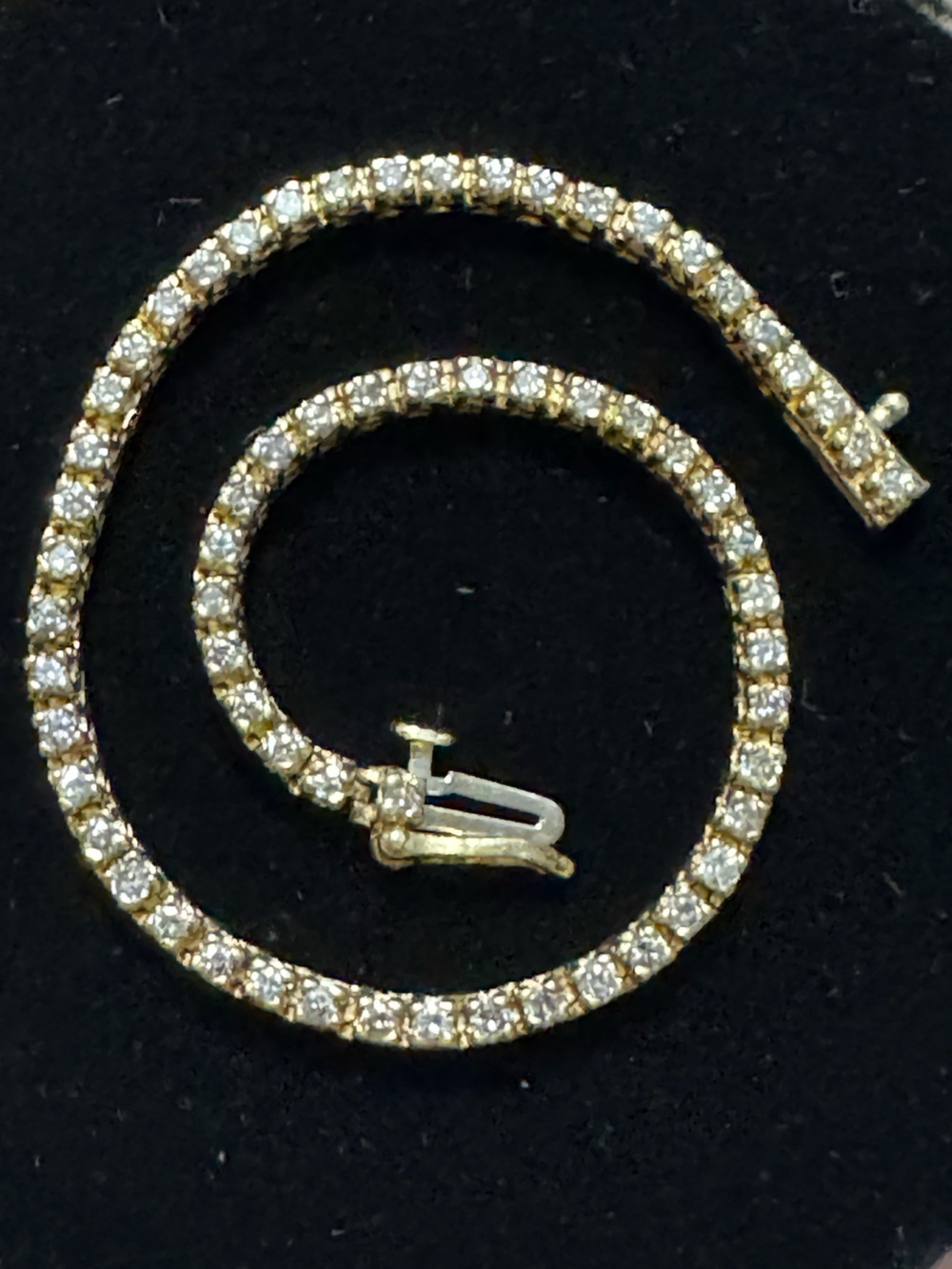 Vintage 14k Yellow Gold Natural Diamond Tennis Bracelet (103)